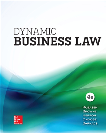 Dynamic Business Law 4th Edition eTextbook by Kubasek, Browne, Barkacs, Herron, Dhooge